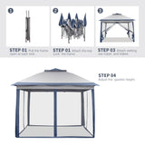 GDY 11x11 Pop Up Canopy Tent, Outdoor Canopy with Netting, Outdoor Gazebo for Backyard, Tent with Wheeled Cover Bag, Blue. GDY