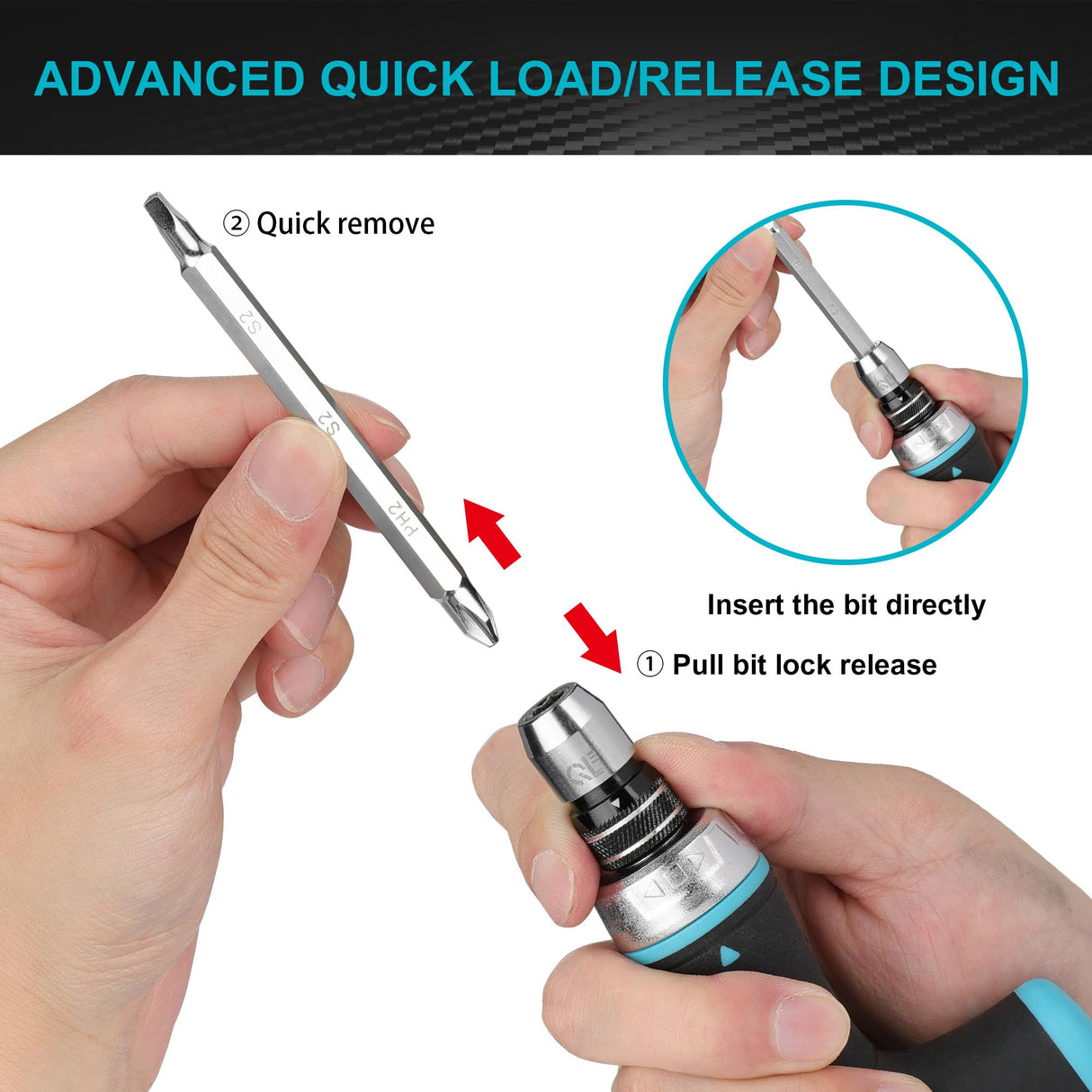 DURATECH 14-in-1 Screwdriver Set, Multi-Bit Ratcheting Screwdriver Set Tool All in One with Quick-load Mechanism, 7PCS Phillips, Slotted, Torx, Square S2 Steel Bits, T-Handle, for Outdoor & Daily Use DURATECH