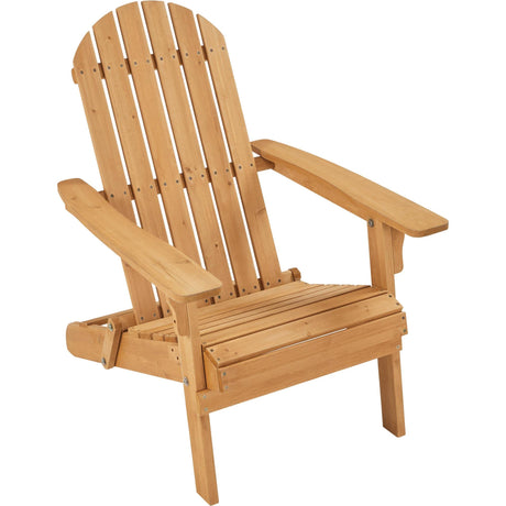 Yaheetech Folding Adirondack Chair Set of 1 Outdoor, 300LBS Solid Wood Garden Chair Weather Resistant, Fire Pit Lounge Chairs for Garden/Yard/Patio/Lawn, Natural Wood Yaheetech