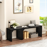 MODCART 35" Solid Wood Bench, Black Entryway Bench with Storage, Modern Shoe Bench, Narrow Bench for Entryway, Living Room, Kitchen MODCART