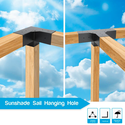 AIKOSIN Pergola Brackets Kit 4x4(Actual: 3.5x3.5'') 3-Way and 4-Way Right Angle Corner Bracket with Pergola 6 Post Base,Gazebo Kit,Patio Pergolas, Log Cabin Outdoor Pergola Hardware for 4x4 Lumber