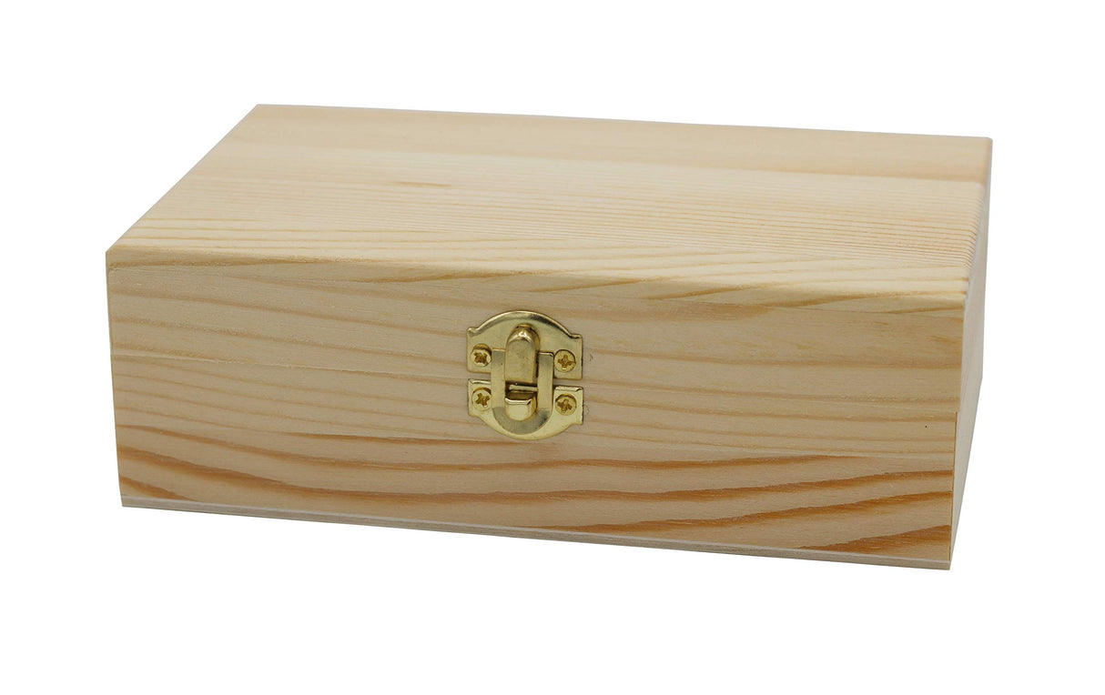 Creative Hobbies Unfinished Wood Craft Box – Light Unfinished Wood with Clasp – Make Your Own Gift Box, Jewelry Box, Photo Box - Decorate with Paint, Ribbon, Decoupage and More – 6" x 4" x 2" (1) Creative Hobbies