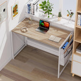 SOROGRA Folding Desk, Small Foldable Desk 39.4 Inch for Small Space, Computer Table Home Office Writing Desk with Storage Bag Headphone Hook, Easy Assembly, Oak SOROGRA