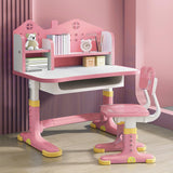 ZTGD Kids Adjustable Study Desk & Chair Set w/Storage,Drawers,Bookshelf,Child Toddler Writing Homework Table,Little Girl Work Computer Desk,Princess Preschool Desk,Escritorio Mesas para Niña (Pink A) ZTGD