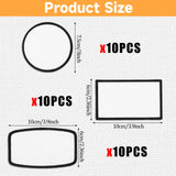 30 Pcs Fabric Iron-on Blank Patches with Black Border Sublimation Blanks Patches Blank Sublimation Hat Patches for DIY Crafts Clothes Caps T-Shirt Bags Backpack Uniforms(3 Shapes) Hariendny