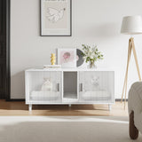 YDTOP Cat Litter Box Enclosure for 2 Cats, Hidden Litter Box Furniture with Scratching Pad, Double Room Wooden Cat House Washroom Storage Cabinet End Table, White YDTOP