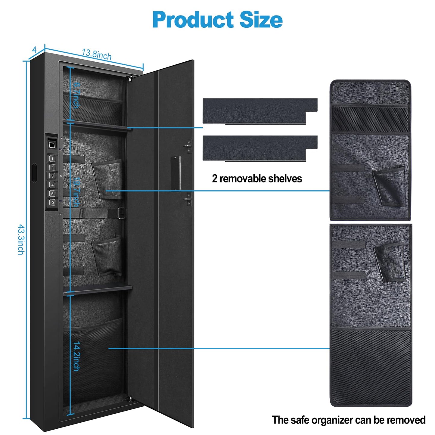 Biometric Gun Safe for Rifle, Shotguns, Pistols, Compact Long Gun Safe, Quick Access Fingerprint Gun Safe Firearm Case- Upgraded Biometric/Keypad/Key Access