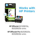 Original HP 910 Cyan, Magenta, Yellow / 910XL Black Ink Cartridges (4-pack) | Works with HP OfficeJet 8010, 8020 Series; HP OfficeJet Pro 8020, 8030 Series | Eligible for Instant Ink | 3JB41AN HP