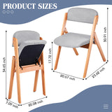 Kigley 2 Pack Folding Wooden Chairs with Padded Seats Foldable Dining Chairs Removable Cover Padded Stackable Wood Single Comfortable Chair for Home Office Wedding Party Events Indoor (Light Gray) Kigley