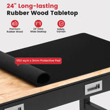 ENJOYWOOD Workbench for Garage with Drawers 48 x 24 Inch Rubberwood Tabletop Work Table with Pegboard, Power Outlets Adjustable Height Work Bench for Woodworking Shop, Home, Office ENJOYWOOD