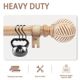 Wood Curtain Rods for Windows 66 to 120, 1 Inch Curtain Rod Set, Heavy Duty Drapery Rods with Imitation Wood Grain Leaf Pattern Finials, Indoor/Outdoor Modern Curtain Rod, 32"-120", Brown zeerobee