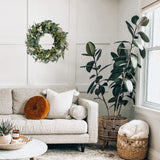 TEMPUS 20-Inch Artificial Eucalyptus Wreath Handmade Spring Summer Door Hanging, Farmhouse Wall Decor, Wedding Gift, Outdoor-Friendly Green Leaf Wreath TEMPUS