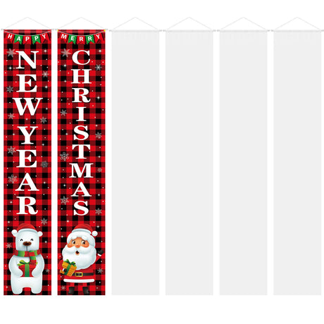 Preboun 3 Pair Hanging Blank Banner Signs DIY Porch Banners Flags Front Porch Signs Outdoor Sublimation Banner Outdoor Banner for Home Yard Garden Birthday Indoor Outdoor Display Party Decorations Preboun