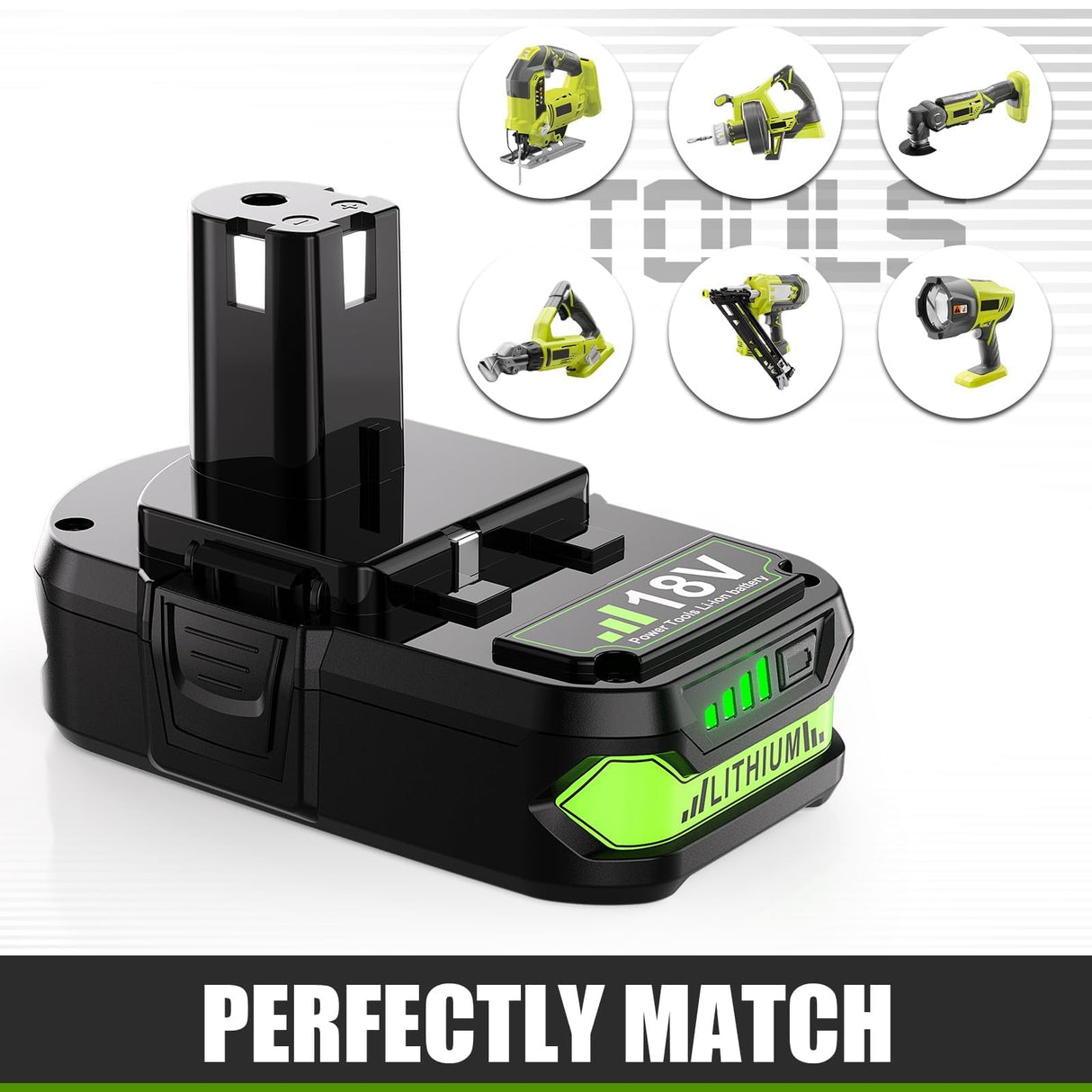 Upgraded 3.8Ah Replacement for Ryobi 18V Battery Lithium and Charger Compatible with Ryobi 18 Volt Battery ONE+ Plus P102 P103 P104 P105 P107 P108 P109 Cordless Tools TURPOW