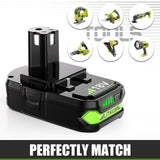 Upgraded 3.8Ah Replacement for Ryobi 18V Battery Lithium and Charger Compatible with Ryobi 18 Volt Battery ONE+ Plus P102 P103 P104 P105 P107 P108 P109 Cordless Tools TURPOW