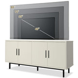 MUUEGM 70" Fluted tv Stand with Storage for Living Room, Entertainment Center Modern TV Stand for TV Up to 80 Inch, Television Media Console Table with Fluted Door and Adjustable Shelf, White MUUEGM