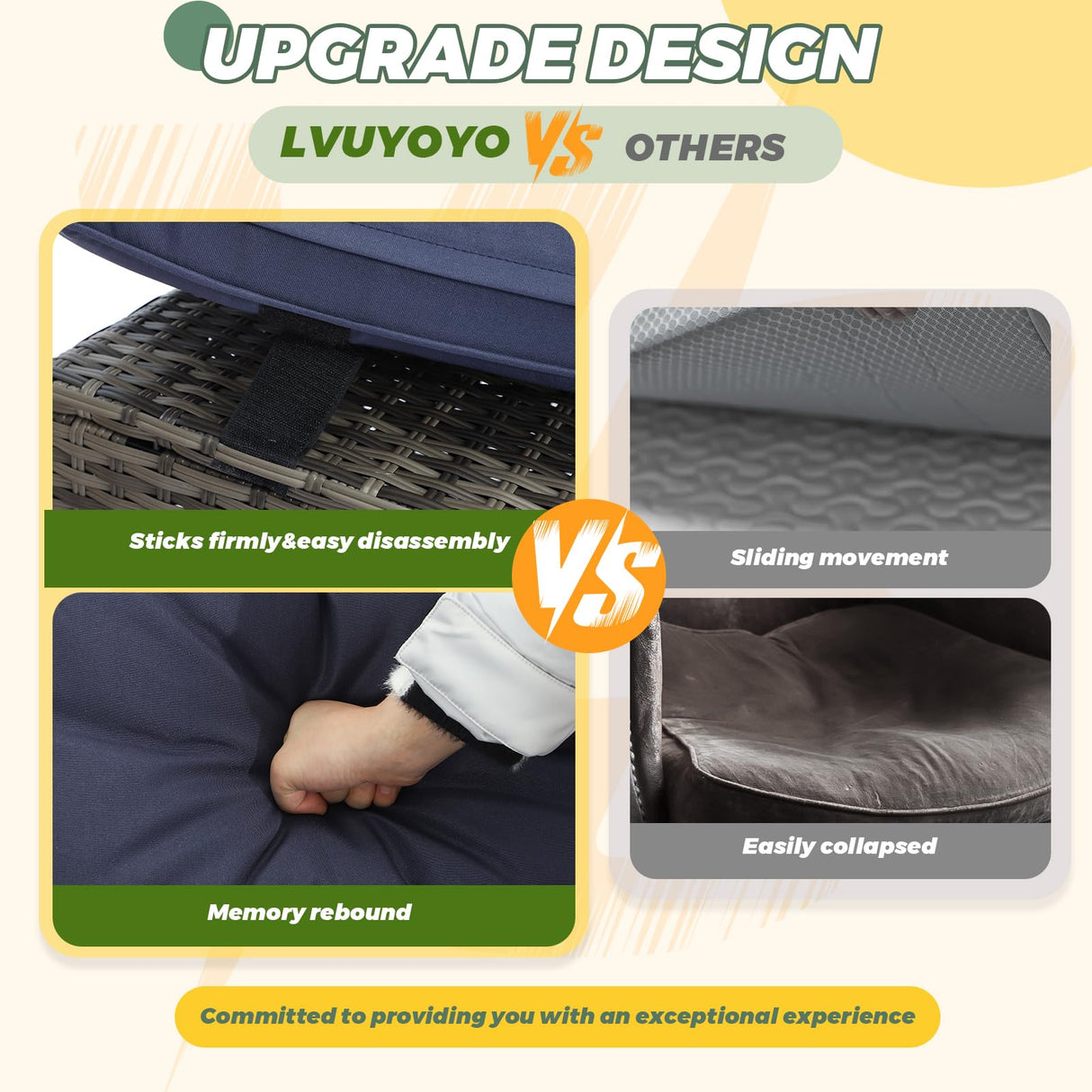 LVUYOYO 8 Pieces Outdoor Patio Furniture Set, Wicker Sectional Sofa Set for All-Weather, Rattan Conversation Sets with Cushions and Storage for Deck, Backyard, Porch (Grey) LVUYOYO