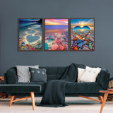 GANBEIMAOYI 6 Pack Diamond Art Painting for Adults - 5D Beach Diamond Art Kits for Adults,Sunset Full Drill Diamond Dots DIY Diamonds Pictures Gem Crafts for Home Wall Decor Gifts(12x16inch) GANBEIMAOYI