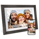 Frameo 10.1 inch Digital Picture Frame WiFi Smart Digital Photo Frame Wood IPS HD 1280 * 800 1080P Touch Screen Auto-Rotate Easy Setup to use Free Share Photos and Videos Gift for mon Father Women TIKVITO