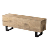 AQUILLA Modern Outdoor Bench, Faux Wooden Patio Bench, Concrete Backless Porch Bench Weatherproof, Anti-Rust Metal Legs Garden Benches for Entryway, Park, Yard (48",Light Brown) AQUILLA