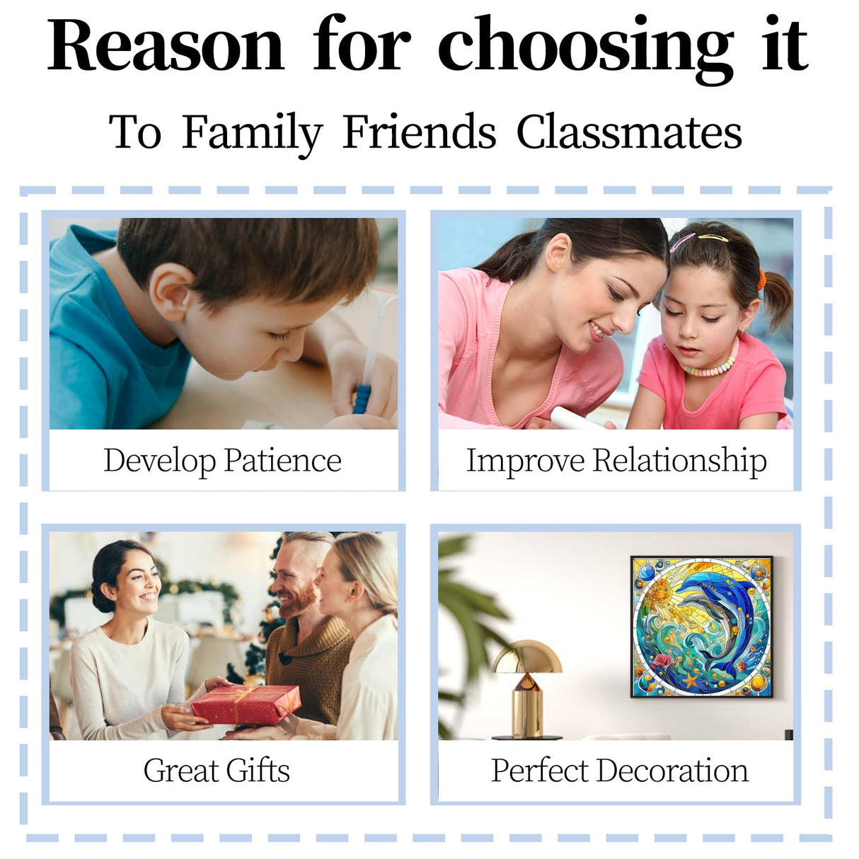 YIYIAH Dolphin Diamond Art Kits for Beginners - Paint by Numbers Kit for Adults - Adult Crafts Diamond Dot Set - Diamond Art Home Decor Holiday Gift 12×12 Inch YIYIAH