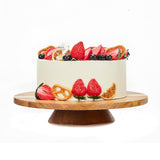 12" Acacia Wood Revolving Cake Stand, Rotating Cake Turntable, Wooden Rotating Display Stand for Cake, Cupcake Decorating Supplies GOVOKOI