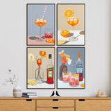 4 Pack Framed Paint by Numbers Kit for Adults Beginner with Wooden Easel, Cocktail Paint by Number Kits with Frame, DIY Acrylic Wine Glass Painting by Numbers for Home Wall Decor Gift 8x12 inch Yezavesu
