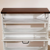 EXRIARO Shoe Cabinet Storage for Entryway, Shoe Storage Cabinet with 2 Flip Drawers, Farmhouse Shoe Storage Organizer Cabinet for Heels,Slippers,Sneakers (White) EXRIARO