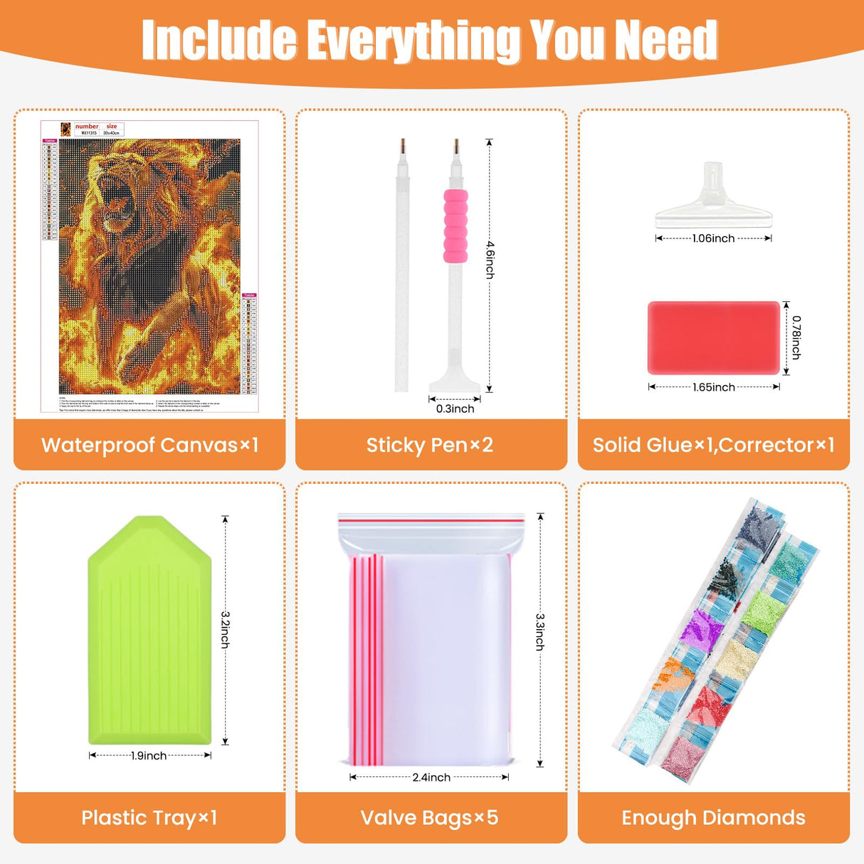 QENSPE Diamond Painting Kits for Adults,Lion Full Drill Diamond Art Diamond Dots Paintings for Beginners,Lion Round 5D DIY Arts and Crafts for Home Wall Decor 12x16 inch QENSPE