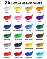 Nicpro 24 Colors Acrylic Paint Set (2 oz, 60 ml) with 12 Brushes, Non Toxic Art Supplies Kit for Rock Painting, Multi Surface Canvas Clay Wood Fabric Craft Ceramic, for Kid & Adult Beginner Nicpro