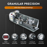 CREWORKS Mini Metal Lathe 9" x 30" Benchtop Metal Lathe with 3 Jaw Chuck and 3000rpm Max. Spindle Speed, 1100W Metalworking Machine with LCD Display, Metal Lathe Machine for Threading Turning Drilling CREWORKS