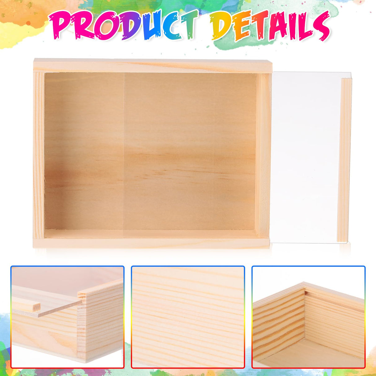 Thyle 6 Pcs Unfinished Wood Boxes, 6.3 x 4.9 x 1.8 Inch Small Rectangle Crates Wooden Box with Lid for DIY Birthday Party Favor Gift Supplies Thyle