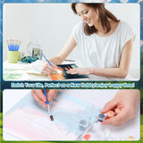 RoundFunny 8 Set Paint by Numbers Kit for Adults with 8x8 Inch Mini Simple Painting Canvas Wooden Frame Easel Acrylic Paints Brushes Funny Numbers Drawing Kit for Gift Home Wall Decor(Landscapes) RoundFunny