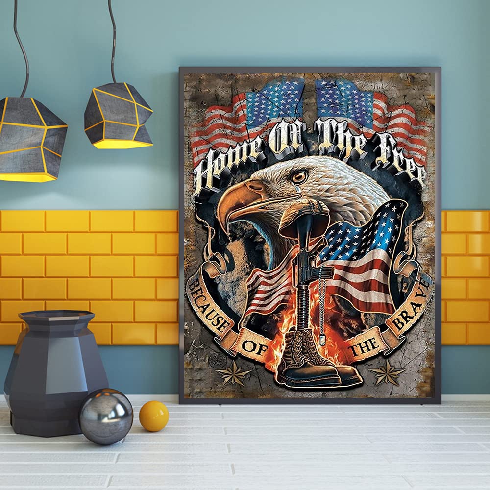 vodwml DIY 5D Diamond Painting Eagle and Flag by Number Kits Full Drills for Adults, Cross Stitch Crystal Rhinestone Embroidery Pictures Arts Craft for Home Wall Decor Gift.(30x40cm/11.8x15.7inch) vodwml