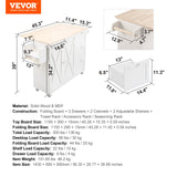 VEVOR Kitchen Island Cart with Solid Wood Top, 45.3" Width Mobile Carts with Storage Cabinet, Rolling Kitchen Table with Spice Rack, Towel Rack, Drop Leaf and Drawer, Portable Islands on Wheels, White VEVOR