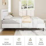 BarnFurin Full Size Bed Frame with Tufted Button Headboard, Upholstered Platform Bed Frame with Diamond Design, Wood Slat Support, No Box Spring Needed, Easy Assembly, White BarnFurin
