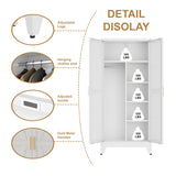 XIUSVON Metal armoire Wardrobe Closet with Hanging Rod,71'' Metal Wardrobe Cabinet with 2 Doors and 2 Adjustable Shelves, Bedroom armoires,Laundry Room cabinets,armario de ropa Closet(Modern, White) XIUSVON