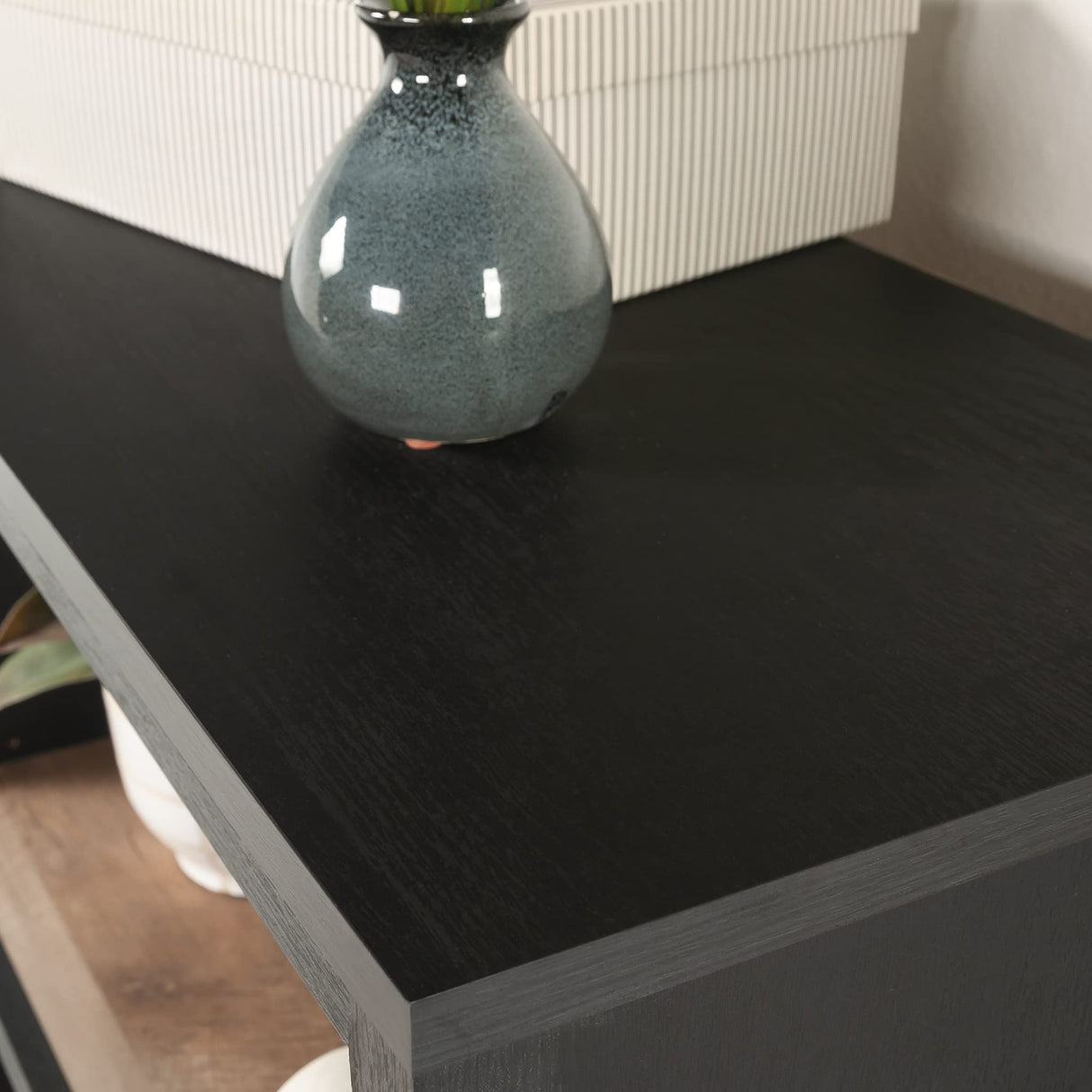 Sauder Cottage Road Book Shelf, Bookshelf with Storage, Library Bookcase with Doors and Adjustable Shelves, in Raven Oak Finish Sauder