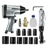 DNA MOTORING 17Pc Air Tool Kit 1/2-Inch Pneumatic Air Impact & Ratchet Wrench Kit Torque Wrench for Repairs, w/Case, Sliver/Black, TOOLS-00530 DNA MOTORING