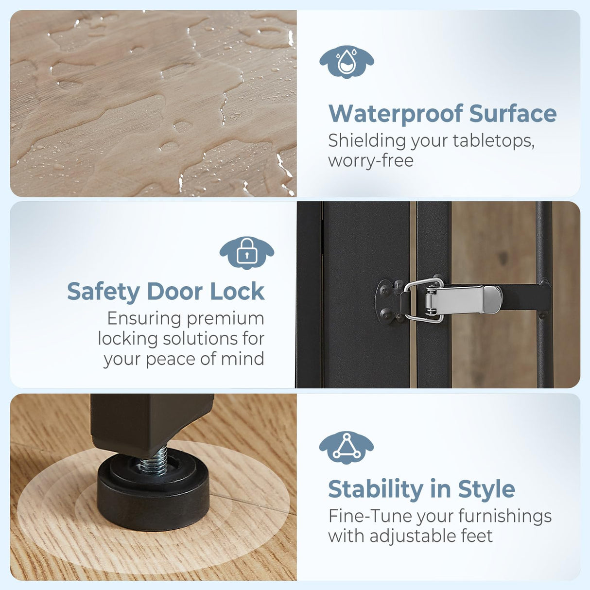 Lyromix 43'' Dog Crate Furniture with 3 Doors, XL Wooden Crate End Table, Heavy Duty Indoor Puppy Cage Kennel for Medium to Large Dogs, Multiple Units Can be Combined Lyromix