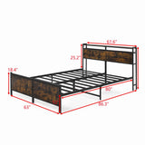 Bellemave Full Size Bed Frame with Charging, Full Size Bed Frame with Headboard and Charging Station, Brown Platform Bed Frame with Led Lightstation, No Box Spring Needed, (Full, Rustic Brown) Bellemave