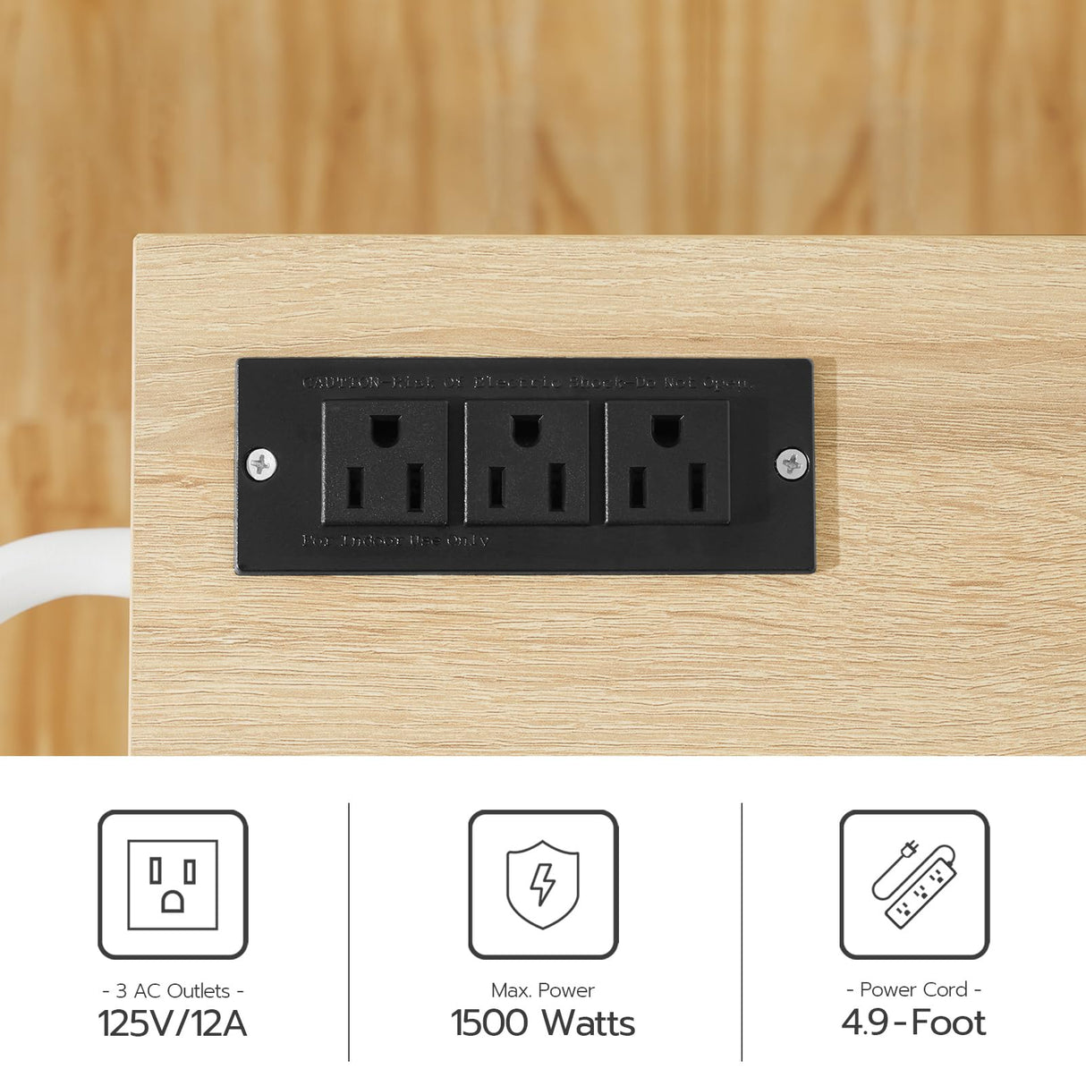 HOOBRO Kitchen Island with Power Outlet, Kitchen Storage Island with Large Worktop, Spice Rack and Drawer, Rolling Kitchen Cart on Wheels, for Kitchen and Dining Room, White and Natural WN88UZD01 HOOBRO