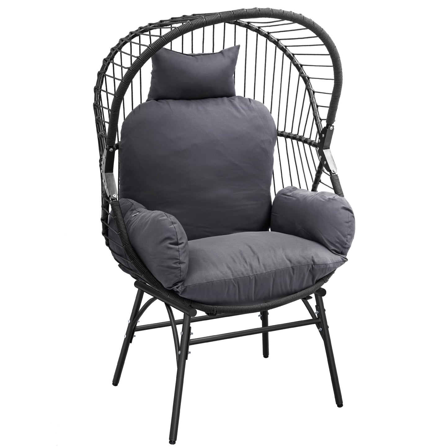 YITAHOME Wicker Egg Chairs Egg Lounge Chair with Cushion Egg Basket Chair PE Rattan Chair with Legs 330LBS for Patio, Garden, Backyard, Porch - WoodArtSupply