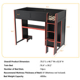 Polibi Twin Size Gaming Loft Bed with Built-in Desk, Wardrobe & LED Lights,Space-Saving Workstation, Storage Drawer,MDF & Pine Wood Frame,No Box Spring Needed,Black Polibi