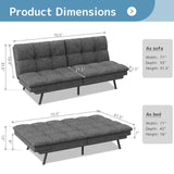 wOod-it Futon Sofa Bed, Memory Foam Foldable Couch Convertible Loveseat Sleeper Daybed with Adjustable Armrests for Small Space, Studio, Office, Apartment, Compact Living Room, Dark Gray wOod-it