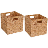 Wicker Storage Baskets Wicker Cube Baskets Foldable Hyacinth Storage Baskets,Rectangular Laundry Storage Bin,Square Basket for Shelves,Set of 2 Pcs,12 x 12 x 12in CXQCMUYE