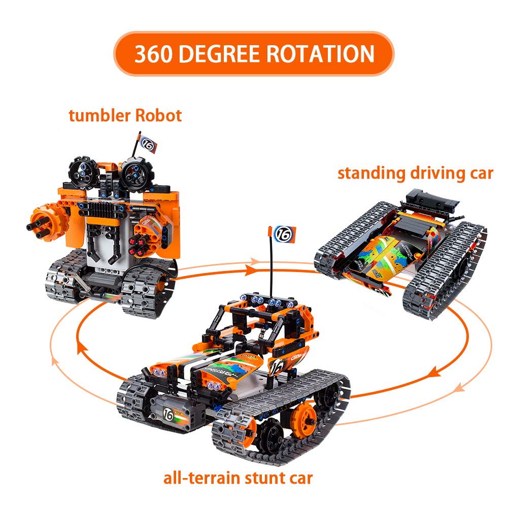 3-in-1 STEM Remote Control Building Kits - Tracked Car/Robot/Tank - 2.4Ghz Rechargeable RC Racer Toy Set Gift for 8-12 14 Year Old Boys and Girls Best Engineering Science Learning Kit for Kids 392pcs morwant