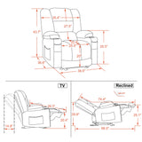 MCombo Zero Gravity Power Recliner Chair with Heat and Vibration Massage, Reclining Chair with USB & Type C Ports, Cup Holders for Living Room, Fabric PR670 (Beige Large 25.5" Seat Width) MCombo