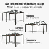 Domi Outdoor Living 11' X 20' Outdoor Pergola with Retractable Canopy Aluminum Shelter Sun Shade Grape Trellis for Patio, Backyard and Lawn, Gray domi outdoor living