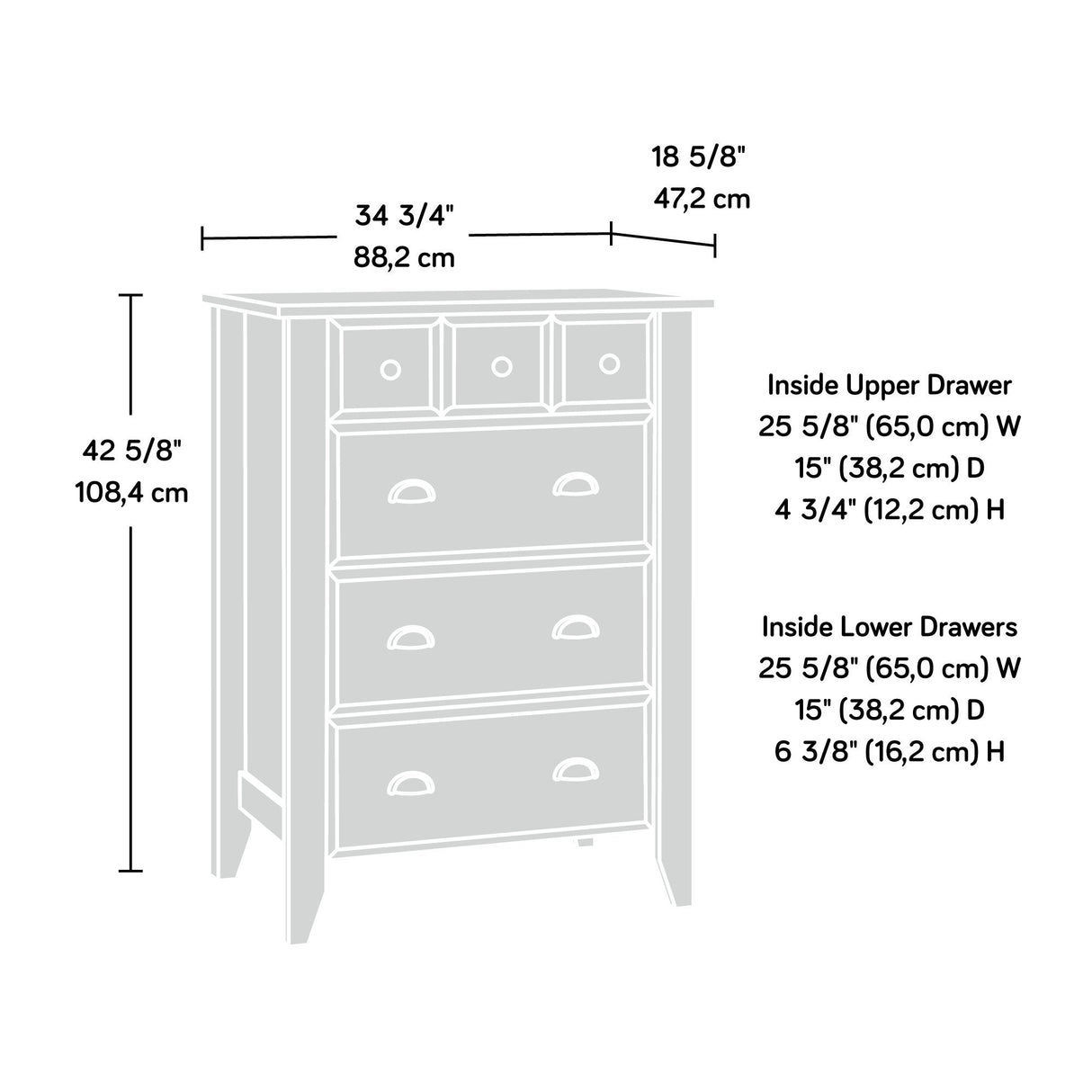 Sauder Shoal Creek 4-Drawer Chest, Jamocha Wood finish Sauder